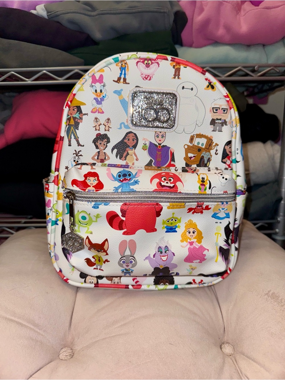 Disney 100Year Anniversary Mini Backpack White / Glitter / MultiColor Loungefly